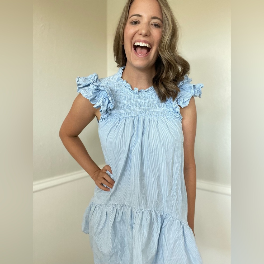 Love the Label blue striped poppy dress XS